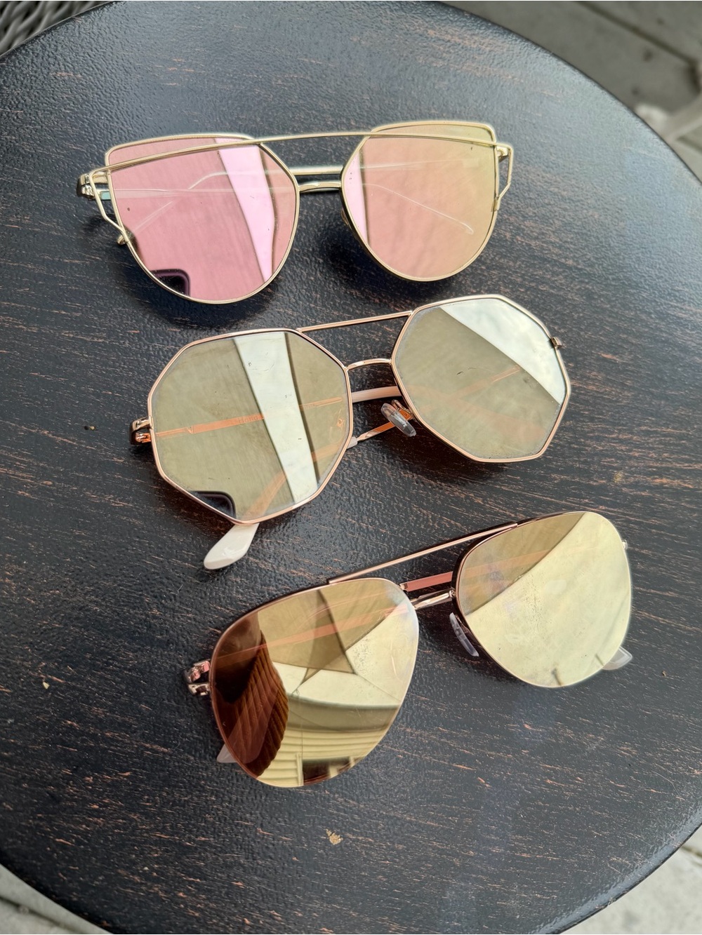 Three Rose Colored Fashion Sunglasses | Lot of Mirrored Sunglasses